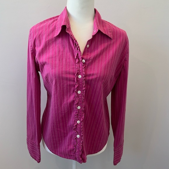 Lilly Pulitzer Tops - Lilly Pulitzer Women's Long Sleeve Button Front Ruffle Shirt Size 8